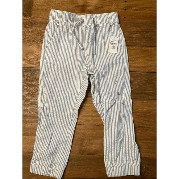 GAP 3T NWT blue white striped pants bottoms drawstring - Picture 1 of 5